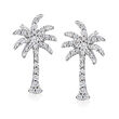 .20 ct. t.w. Diamond Palm Tree Earrings in Sterling Silver