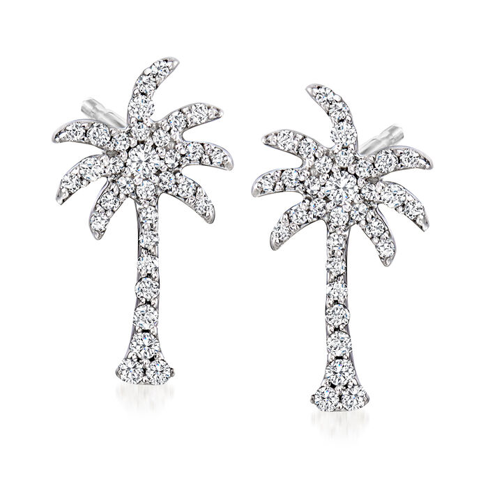 .20 ct. t.w. Diamond Palm Tree Earrings in Sterling Silver