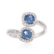 1.20 ct. t.w. Sapphire and .23 ct. t.w. Diamond Bypass Ring in 14kt White Gold