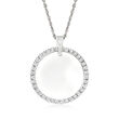 Italian 1.08 ct. t.w. CZ Personalized Disc Pendant Necklace in Sterling Silver