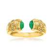 1.20 ct. t.w. Emerald and .10 ct. t.w. Diamond Open-Top Ring in 18kt Gold Over Sterling