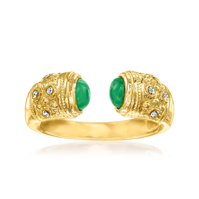 1.20 ct. t.w. Emerald and .10 ct. t.w. Diamond Open-Top Ring in 18kt Gold Over Sterling