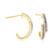 .15 ct. t.w. Diamond Zigzag J-Hoop Earrings in 18kt Gold Over Sterling