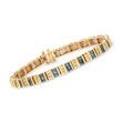 C. 1990 Vintage 5.25 ct. t.w. Blue and White Diamond Bracelet in 14kt Yellow Gold