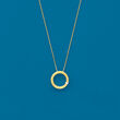 14kt Yellow Gold Open Circle Necklace with Diamond Accent