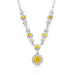 1.10 ct. t.w. Yellow Sapphire and .30 ct. t.w. Diamond Necklace in 14kt White Gold