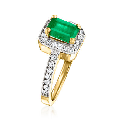 1.00 Carat Emerald Ring with .35 ct. t.w. Diamonds in 14kt Yellow Gold