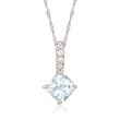 1.00 Carat Aquamarine Pendant Necklace with Diamond Accents in 14kt White Gold
