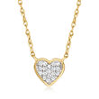Diamond-Accented Heart Cluster Necklace in 10kt Yellow Gold