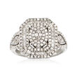 1.00 ct. t.w. Round and Baguette Diamond Multi-Level Ring in Sterling Silver