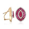 7.00 ct. t.w. Ruby and .62 ct. t.w. Diamond Marquise-Shaped Earrings in 18kt Yellow Gold