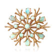 C. 1970 Vintage Opal Snowflake Pin in 14kt Yellow Gold
