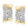 C. 2000 Vintage .85 ct. t.w. Diamond Curved Earrings in 18kt Two-Tone Gold