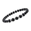 6-8mm Onyx Bead and .24 ct. t.w. Diamond Stretch Bracelet with Sterling Silver