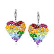 15.50 ct. t.w. Multi-Gemstone Heart Drop Earrings in Sterling Silver