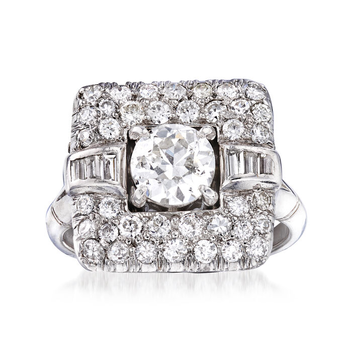 C. 1940 Vintage 1.76 ct. t.w. Diamond Ring in Platinum