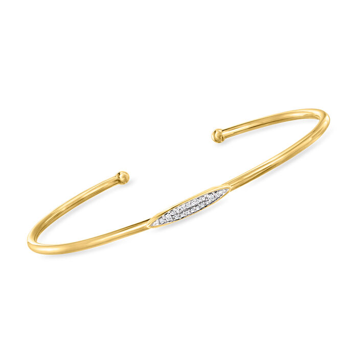 Charles Garnier &quot;Luxe&quot; Diamond-Accented Cuff Bracelet in 14kt Yellow Gold