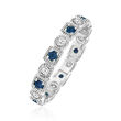 .25 ct. t.w. Diamond and .20 ct. t.w. Sapphire Eternity Band in Sterling Silver
