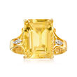 7.35 Carat Citrine Ring with White Topaz Accents in 18kt Gold Over Sterling