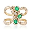 1.15 ct. t.w. Diamond and .40 ct. t.w. Emerald Open Space Ring in 14kt Yellow Gold