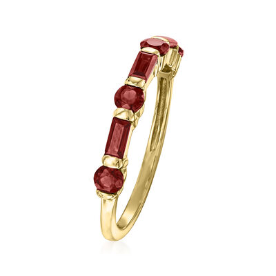 .80 ct. t.w. Baguette and Round Garnet Ring in 14kt Yellow Gold