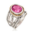 5.00 Carat Pink Topaz Ring in Sterling Silver and 14kt Yellow Gold