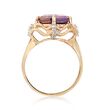 6.00 Carat Ametrine Ring with Diamond Accents in 14kt Yellow Gold