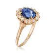 C. 1990 Vintage 2.49 Carat Sapphire and .40 ct. t.w. Diamond Ring in 14kt Yellow Gold