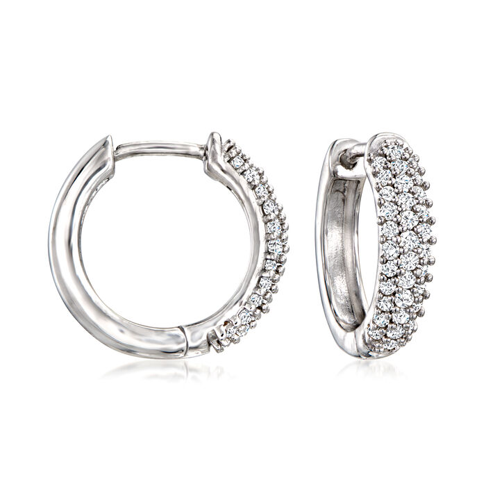.34 ct. t.w. Diamond Huggie Hoop Earrings in Sterling Silver