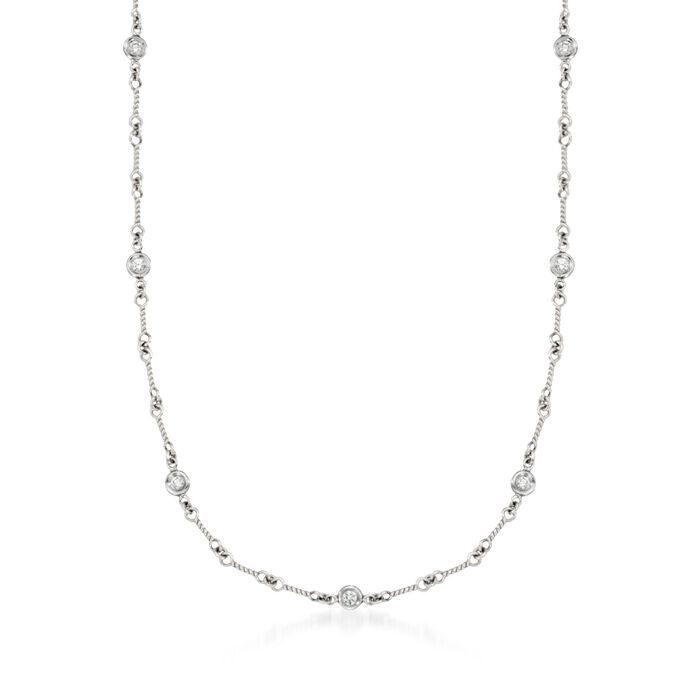 Roberto Coin .28 ct. t.w. Diamond Twist Link Necklace in 18kt White Gold