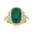 7.50 Carat Emerald Ring with .69 ct. t.w. Diamonds in 18kt Gold Over Sterling