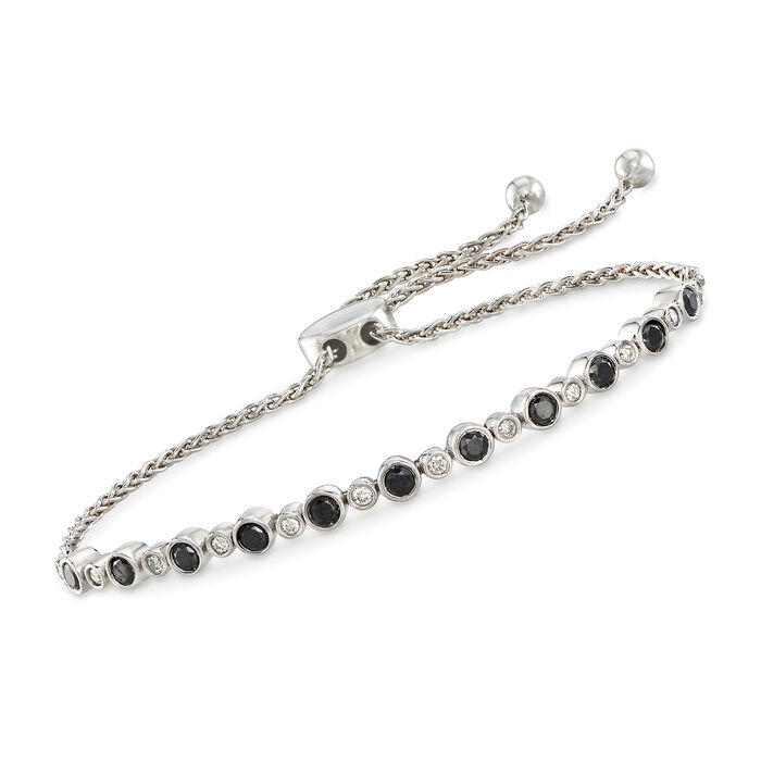 1.00 ct. t.w. Black and White Diamond Bolo Bracelet in Sterling Silver