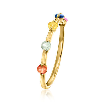 .30 ct. t.w. Multicolored Sapphire Station Ring in 14kt Yellow Gold