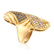 C. 1970 Vintage .95 ct. t.w. Sapphire and .77 ct. t.w. Diamond Long Woven Ring in 18kt Yellow Gold