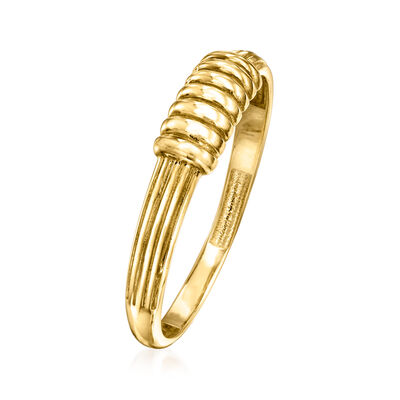 18kt Yellow Gold Ribbed-Center Ring