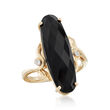 Black Onyx Ring with Diamond Accents in 14kt Yellow Gold