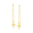 Italian 18kt Gold Over Sterling Fleur-De-Lis Threader Drop Earrings