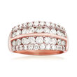 1.50 ct. t.w. Diamond Multi-Row Wedding Ring in 14kt Rose Gold