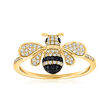 .22 ct. t.w. White and Black Diamond Bumblebee Ring in 14kt Yellow Gold