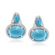 Turquoise and 1.76 ct. t.w. Diamond Earrings in 18kt White Gold