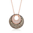 Le Vian 2.06 ct. t.w. Chocolate and Vanilla Diamond Two-Circle Pendant Necklace in 14kt Strawberry Gold
