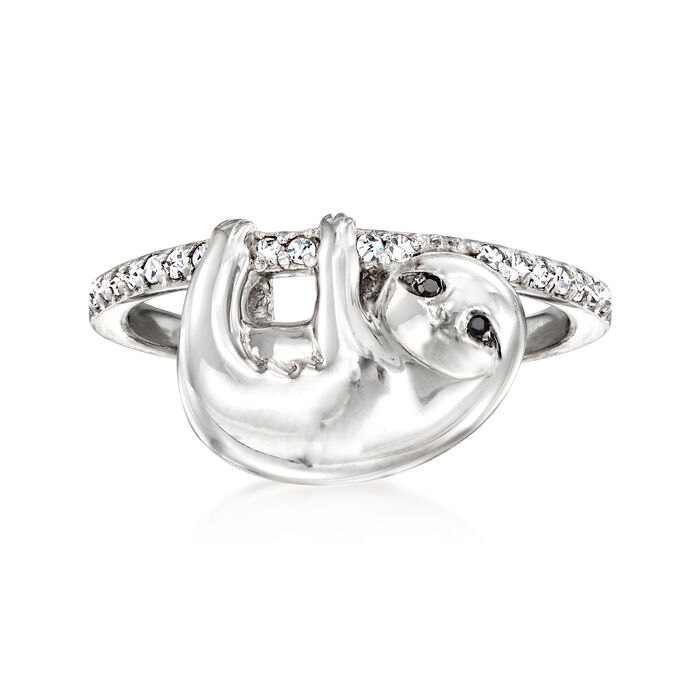 .13 ct. t.w. Black and White Diamond Sloth Ring in Sterling Silver