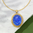 Italian Blue Venetian Glass Medusa Pendant in 18kt Gold Over Sterling