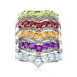 4.20 ct. t.w. Multi-Gemstone Jewelry Set: Five Chevron Rings in Sterling Silver