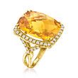 17.00 Carat Citrine Ring with .68 ct. t.w. Diamonds in 14kt Yellow Gold