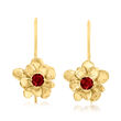 .60 ct. t.w. Garnet Flower Drop Earrings in 18kt Gold Over Sterling