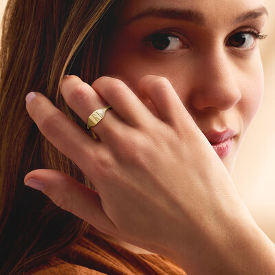 Italian 14kt Yellow Gold Personalized Square Signet Ring