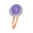 C. 1990 Vintage Mimi Milano Lavender Jade and .15 ct. t.w. Diamond Ring in 18kt Two-Tone Gold