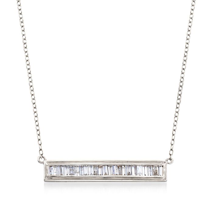 .50 ct. t.w. Baguette Diamond Bar Necklace in 14kt White Gold