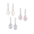 8-8.5mm Multicolored Cultured Pearl Jewelry Set: Three Pairs of Drop Earrings in Sterling Silver